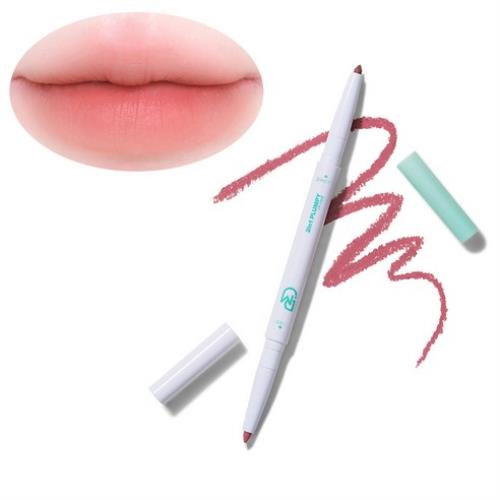Lip makeup brush with applicator wand on plain white background
