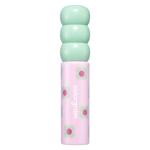 Long-lasting lip tint & gloss in 16 Mochi Pink with applicator wand on plain white background