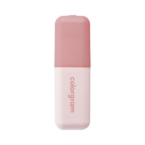 Long-lasting lip tint & gloss in 02 Dewy Grapefruit with applicator wand on plain white background