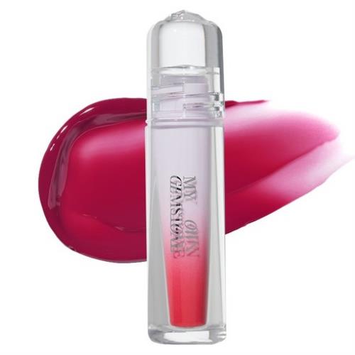 Lip gloss in 6 T with applicator wand on plain white background