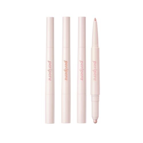 Lip balm in 08 Coralia with applicator wand on plain white background