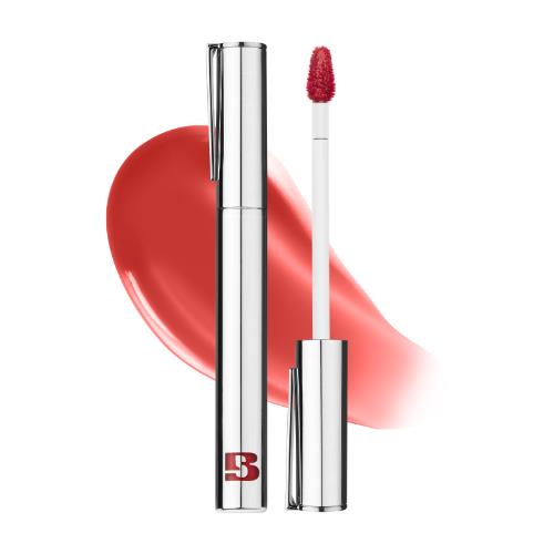 Long-lasting lip tint in 02 Sincere with applicator wand on plain white background