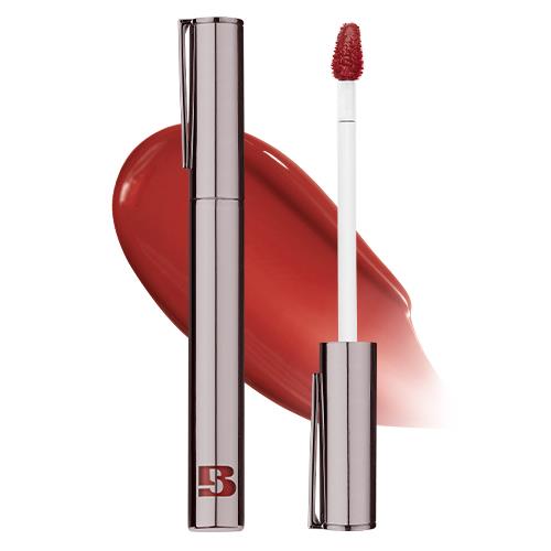 Long-lasting lip tint in 07 Sassy in 10ml container with applicator wand on plain white background