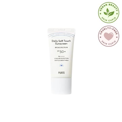 Broad-spectrum daily sunscreen in squeeze tube on plain white background