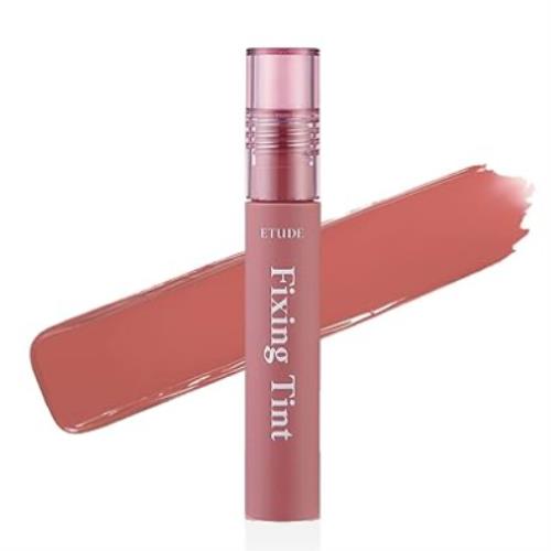 Long-lasting matte lip tint in 16 Baked Pecan in 3.5g container with applicator wand on plain white background