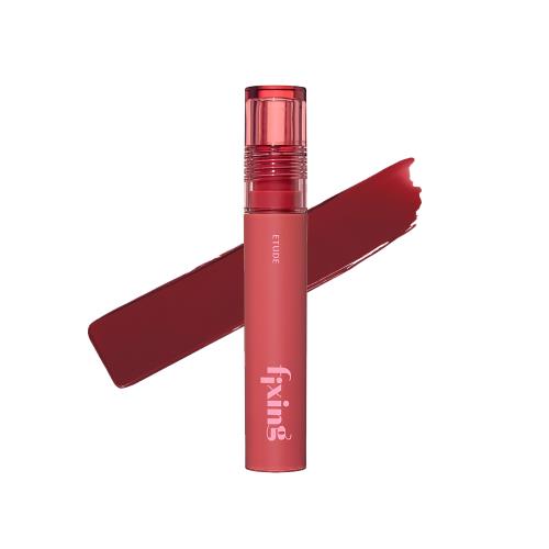 Lip gloss in 10ml container with applicator wand on plain white background