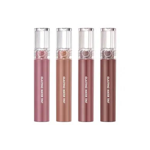 Long-lasting lip tint in 29 Papaya JAM in 5g container with applicator wand on plain white background