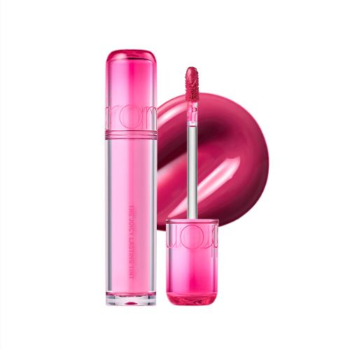 Long-lasting lip tint in 27 Pink Popsicle with applicator wand on plain white background