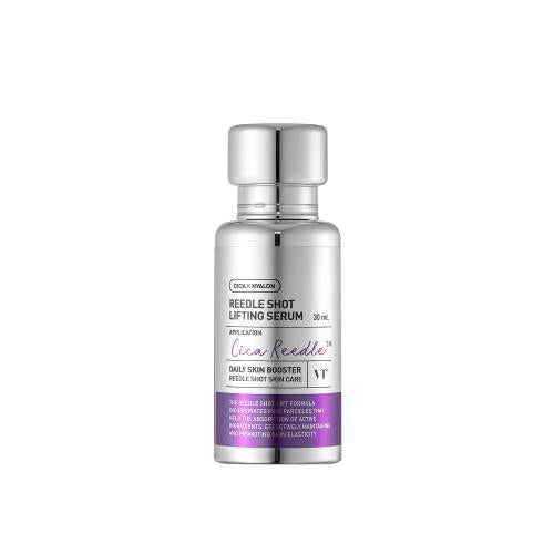 Clear glass bottle with a sleek design and a silver pump top, featuring Super Drops Vita C Toning Serum 30ml.