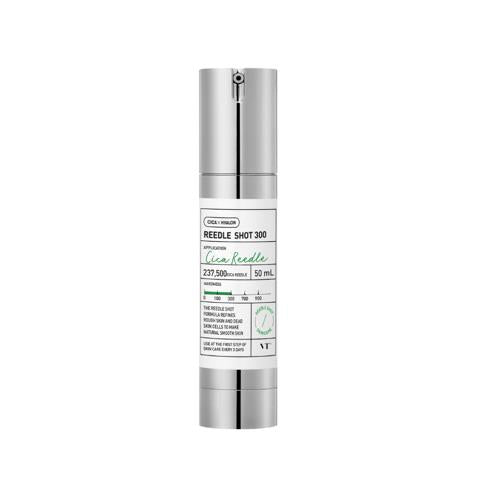 Green glass bottle with a white pump dispenser featuring Cicapair Intensive Soothing Repair Serum 30ml.