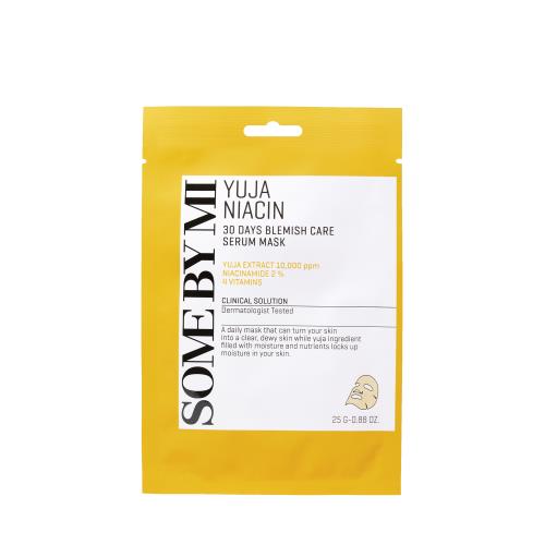 Concentrated skin care mask in 30 Days Blemish Care Serum Mask in jar container on plain white background