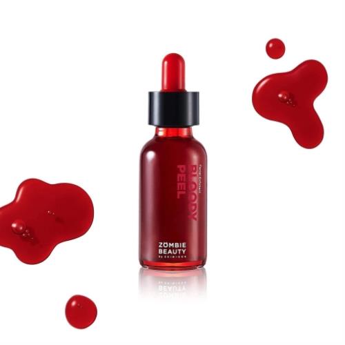 Long-lasting lip tint in 05 Dainty Cherry in 5ml container with applicator wand on plain white background